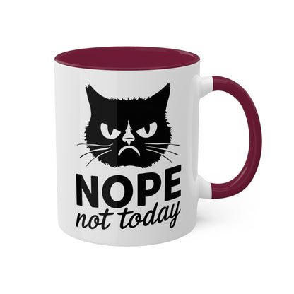 No, hoy no - Gato divertido - Taza de café colorida de 11 oz