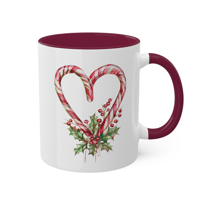 Christmas Candy Canes Heart - 11 oz Holiday Gift Mug