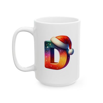 "D" Christmas Alphabet Letter - Holiday Gift Mug (11oz, 15oz)