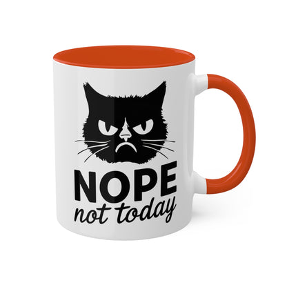 No, hoy no - Gato divertido - Taza de café colorida de 11 oz