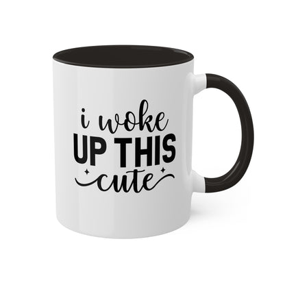 Me desperté con esta linda taza de regalo colorida y divertida de 11 oz