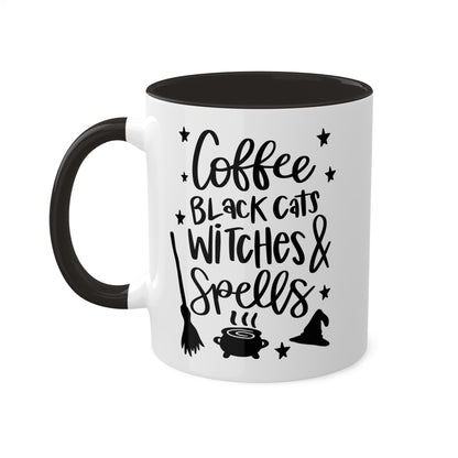 Coffee Black Cat Witches And Spells - 11oz Colorful Halloween Mug