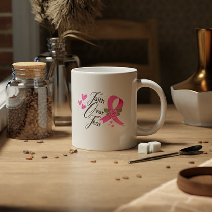 Faith Over Fear - Breast Cancer Awareness Jumbo Mug, 20oz