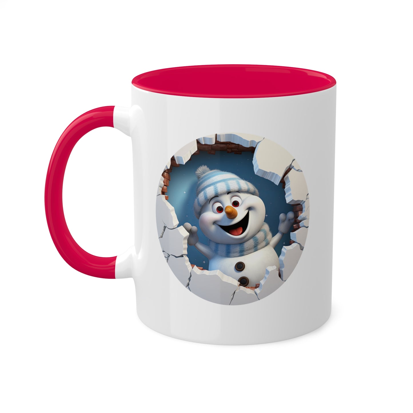 Taza de regalo navideña de 11 oz con diseño de muñeco de nieve feliz y lindo