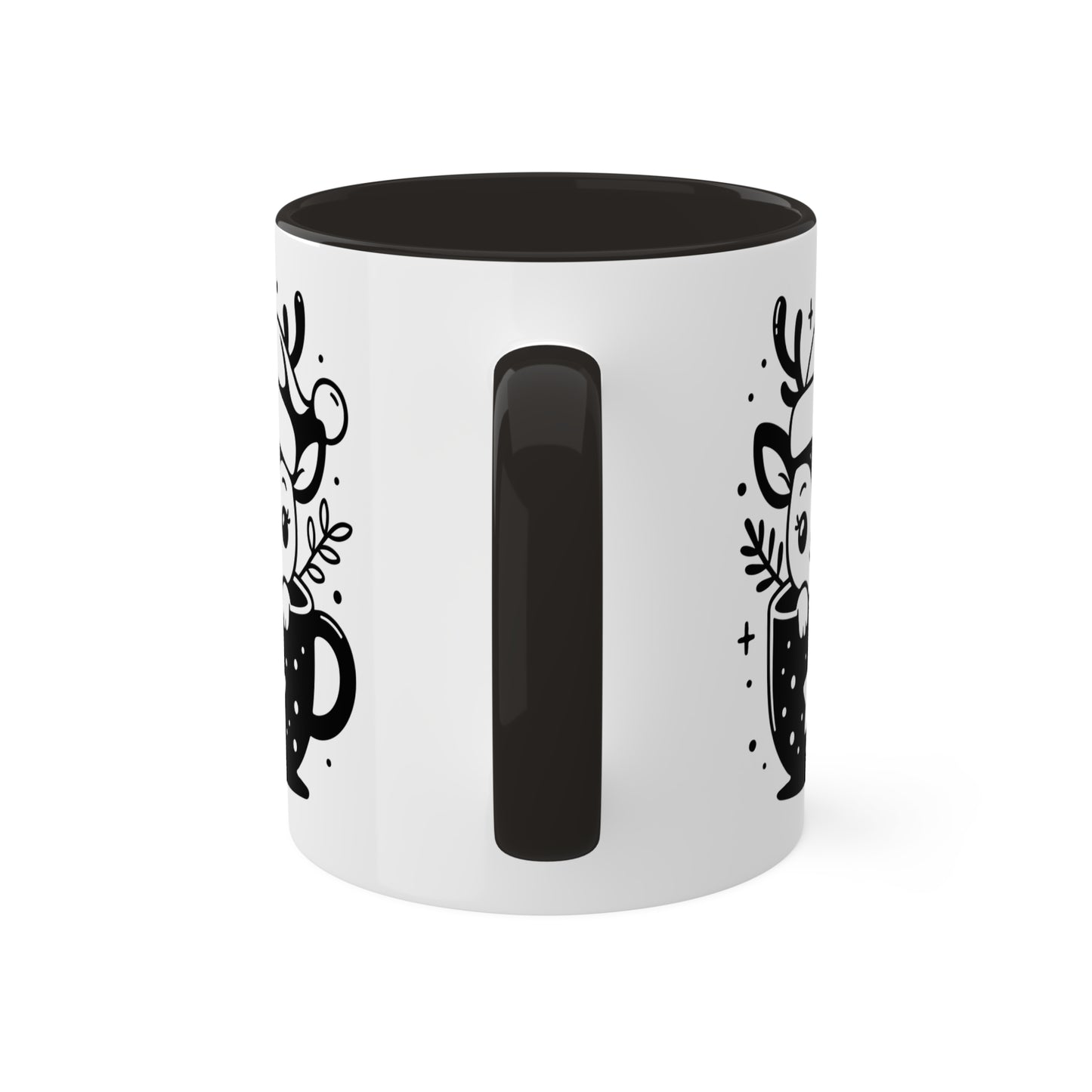 Lindo reno navideño de dibujos animados en taza de té - Taza de regalo navideña de 11 oz