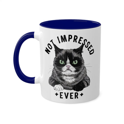 Nunca me impresionó - Lindo gato gruñón - Taza de café colorida de 11 oz