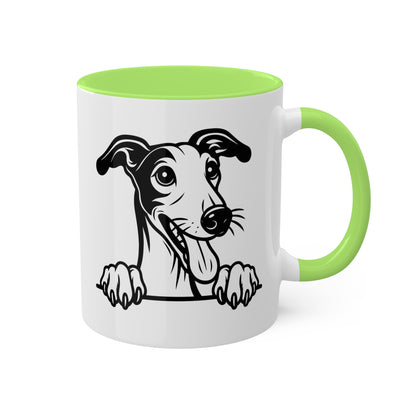 Taza de café colorida con cara de perro galgo - 11 oz