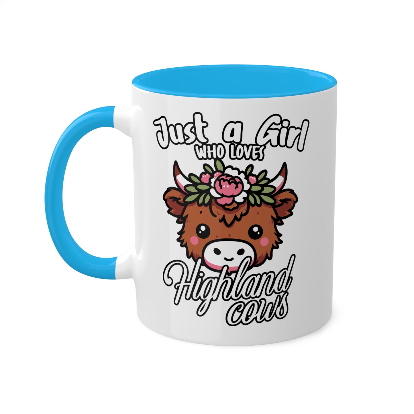 Solo una chica que ama las vacas de las Tierras Altas - Taza colorida de 11 oz