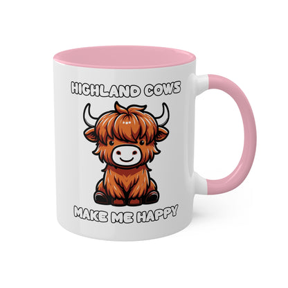 Highland Cows Make Me Happy - 11oz Colorful Mug