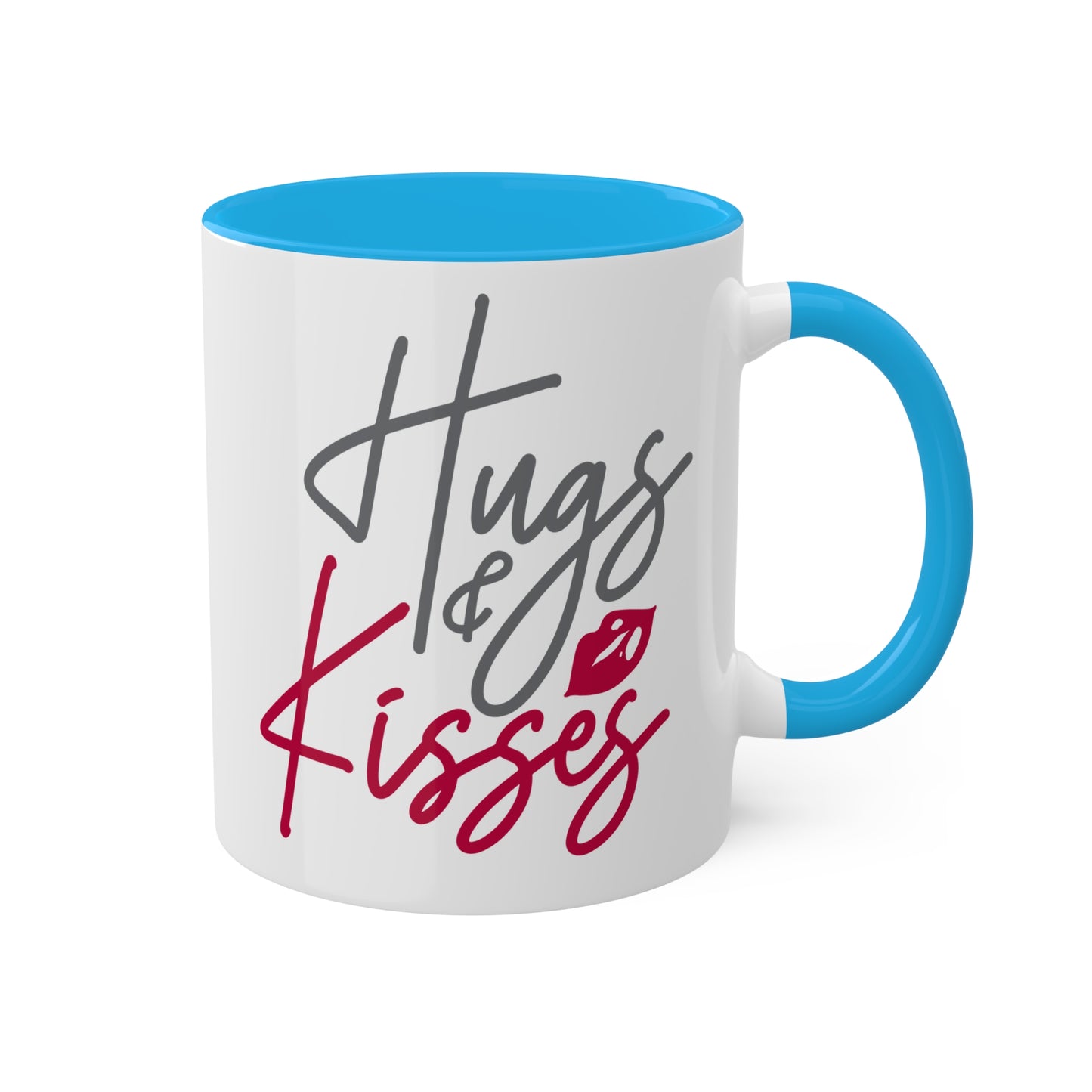 Abrazos y besos: taza de regalo colorida y linda para el día de San Valentín de 11 oz