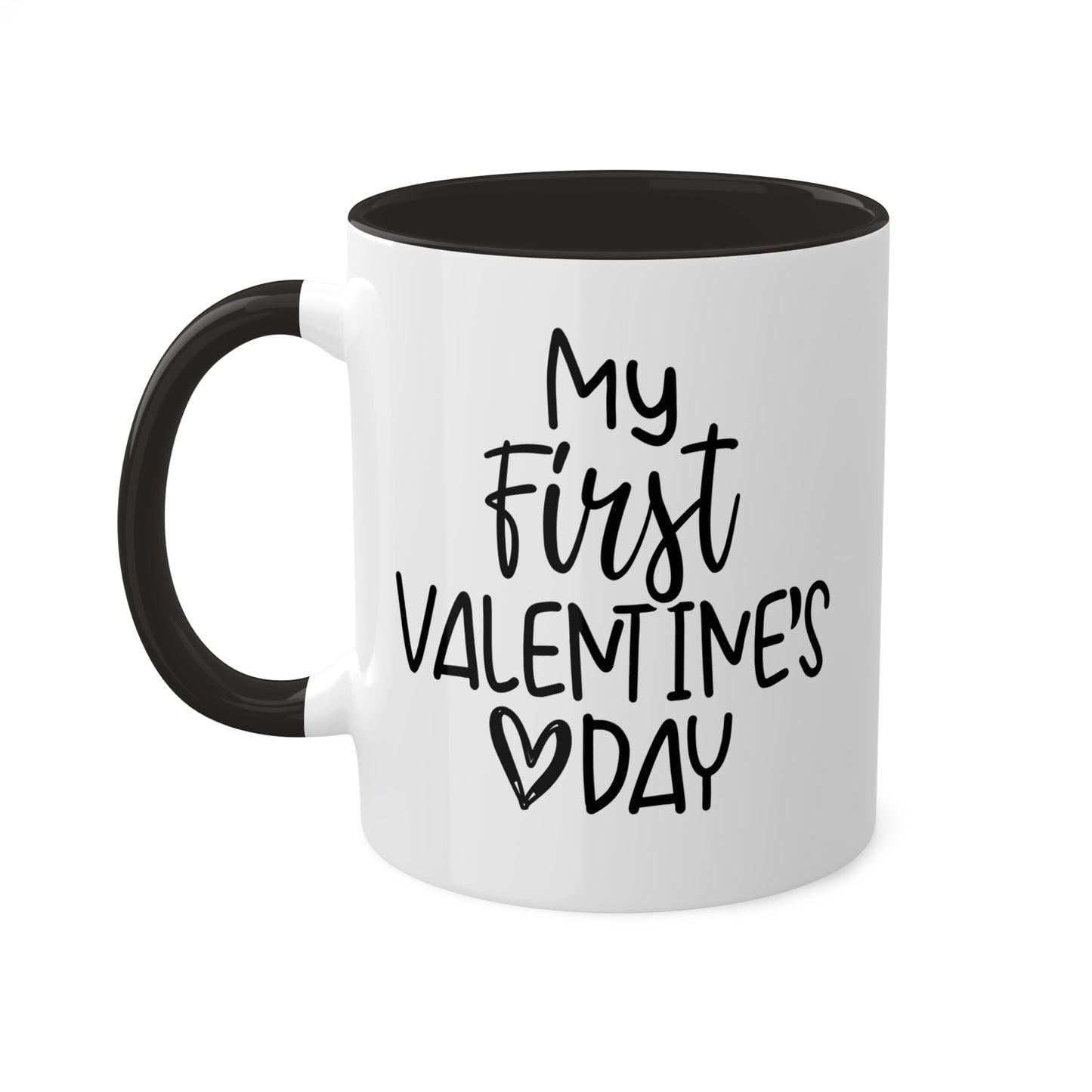 Mi primer día de San Valentín: taza de café colorida de 11 oz para el día de San Valentín