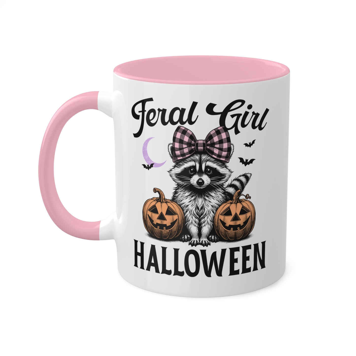 Feral Girl Halloween With Cute Raccoon - 11oz Colorful Halloween Mug