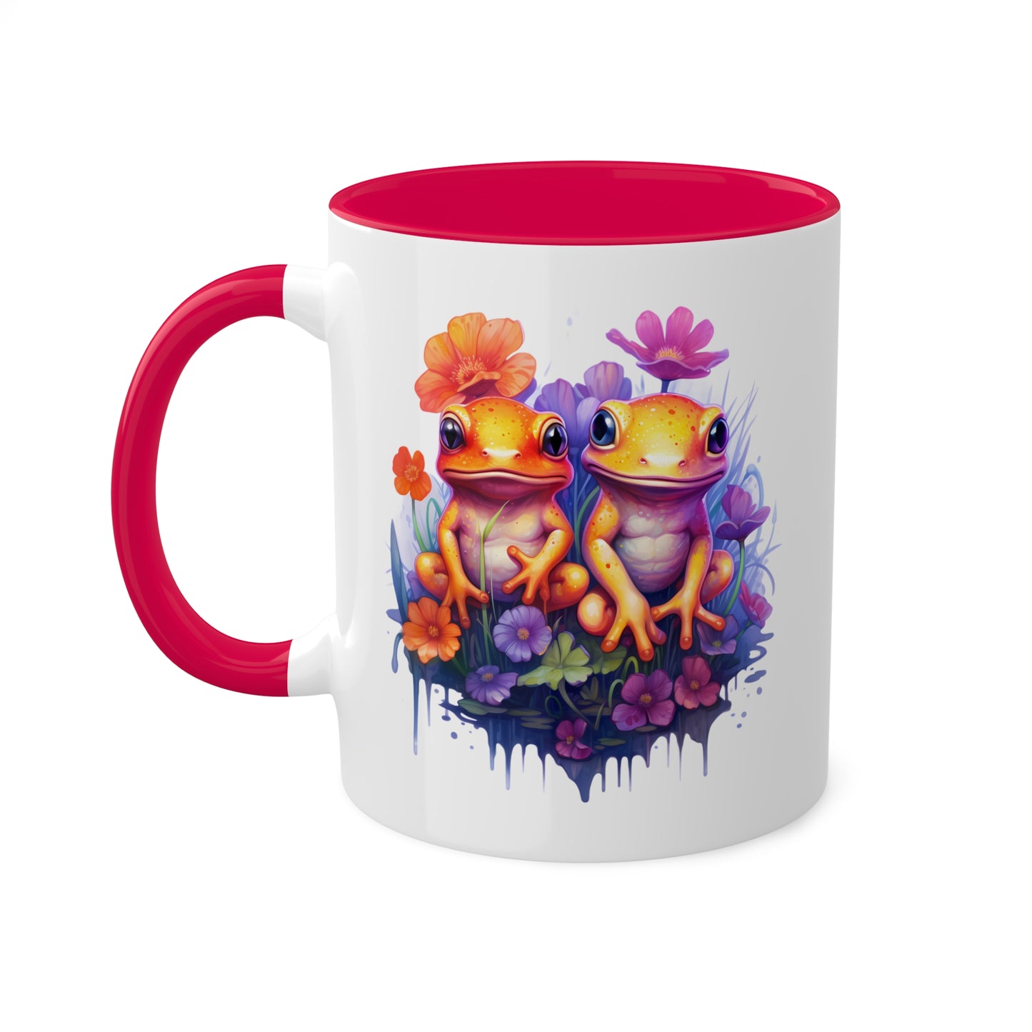 Two Adorable Little Frogs Sitting Peacefully - 11 oz Colorful Coffee Mug