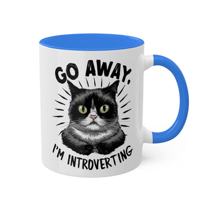 Go Away I'm Introverting - Funny Grumpy Cat - 11oz Colorful Mug