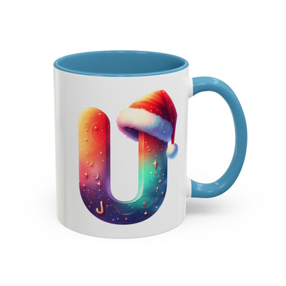 "U" Christmas Alphabet Letter - Holiday Gift Mug (11, 15oz)