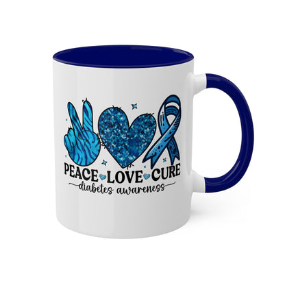 Peace Love Cure - Diabetes Awareness Coffee Mug, 11 oz