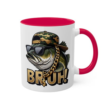 Bruh Fish con gafas de sol - Taza de regalo divertida y colorida de 11 oz