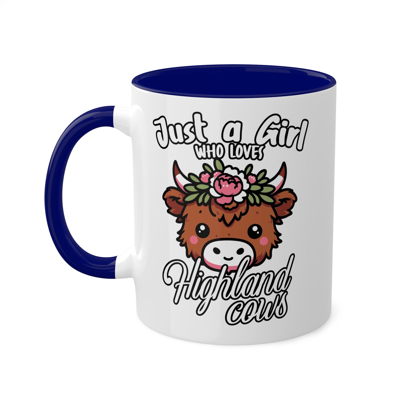 Solo una chica que ama las vacas de las Tierras Altas - Taza colorida de 11 oz