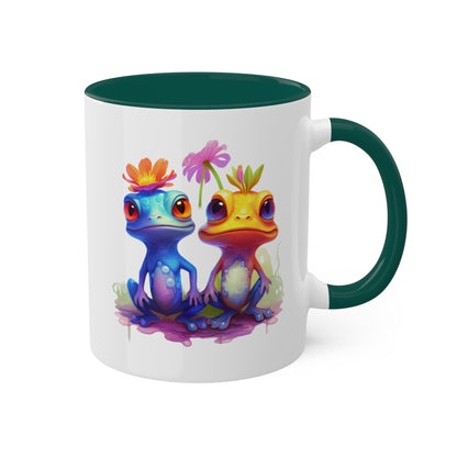 Two Cute Little Frogs Sitting - 11 oz Colorful Coffee Mug