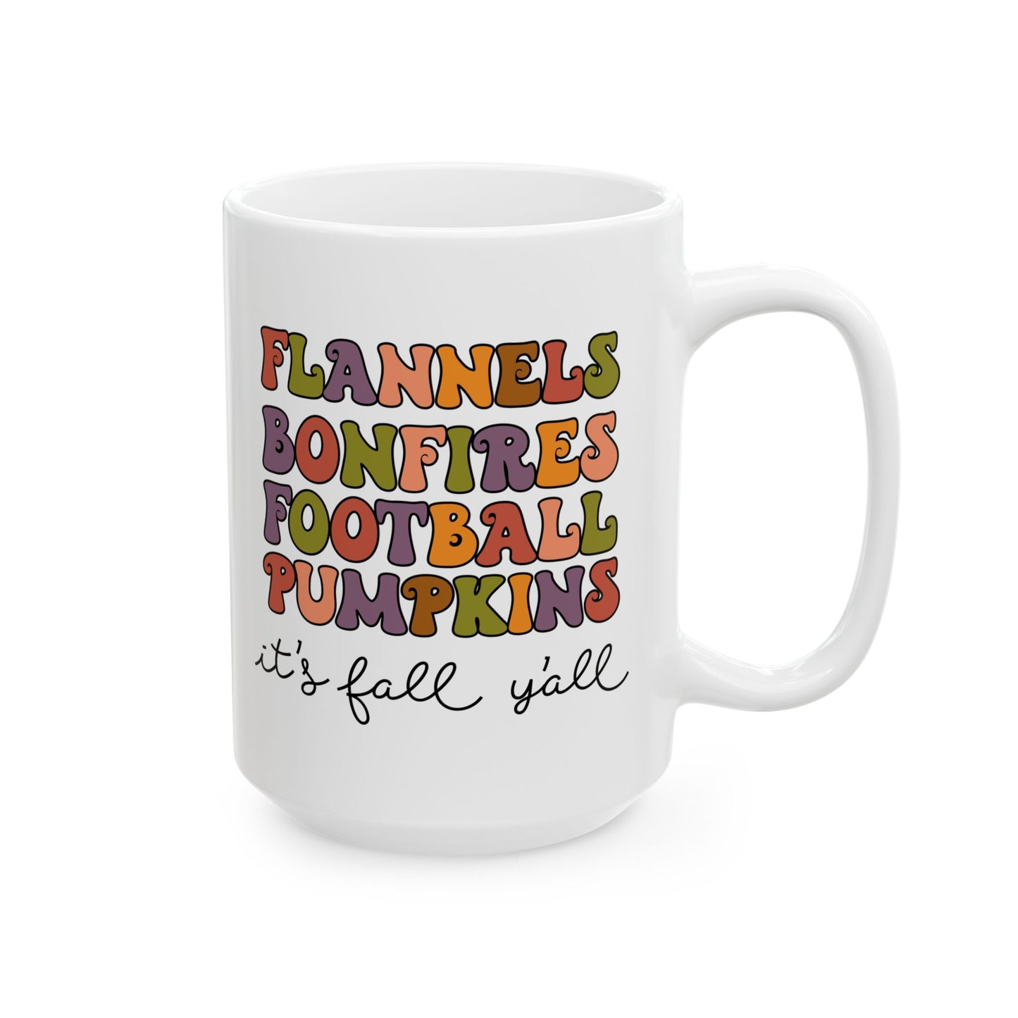 FLANNELS BONEFIRES FÚTBOL CALABAZAS Es otoño, amigos - Taza de café de Acción de Gracias (11 oz, 15 oz)