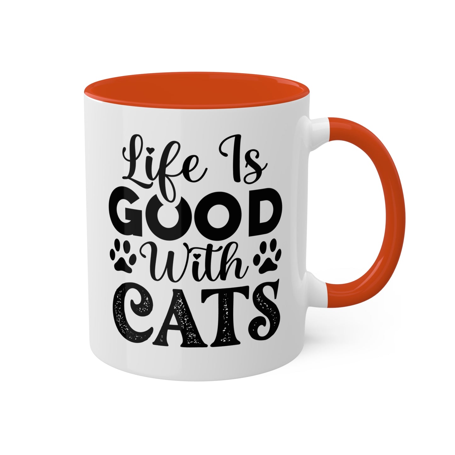 La vida es buena con los gatos - Taza colorida de 11 oz