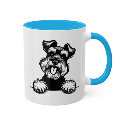 Taza colorida de 11 oz con cara de perro Schnauzer miniatura