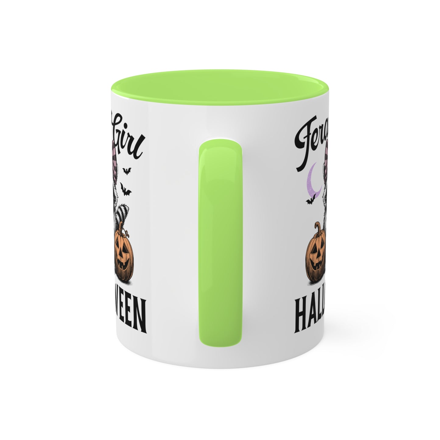 Feral Girl Halloween With Cute Raccoon - 11oz Colorful Halloween Mug