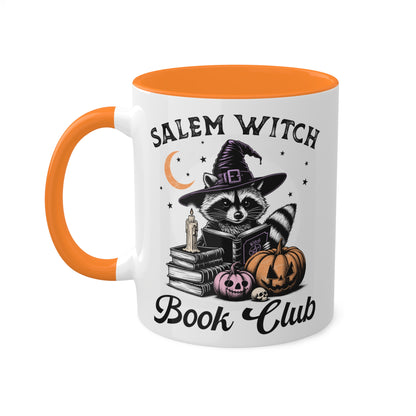 Salem Witch Book Club With Cute Raccoon - 11oz Colorful Halloween Mug