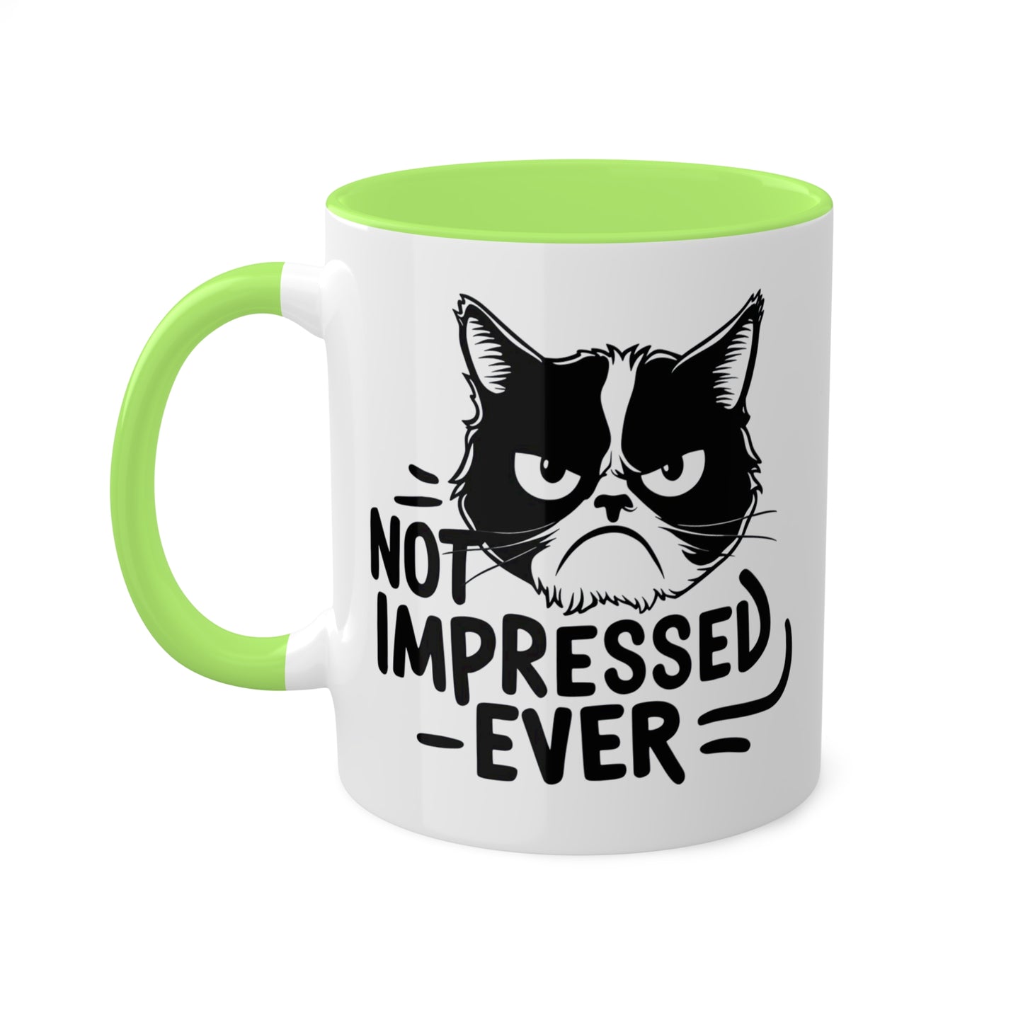 Nunca me impresionó - Divertido gato gruñón - Taza de café colorida de 11 oz