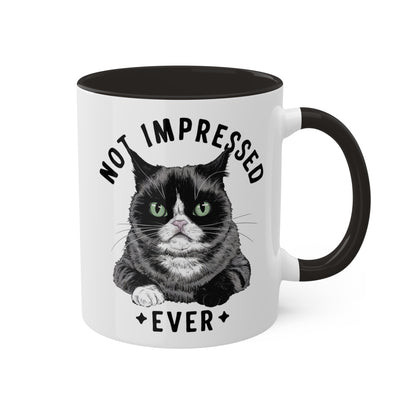 Nunca me impresionó - Lindo gato gruñón - Taza de café colorida de 11 oz