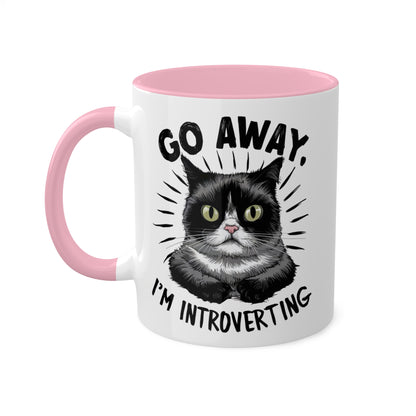 Go Away I'm Introverting - Funny Grumpy Cat - 11oz Colorful Mug