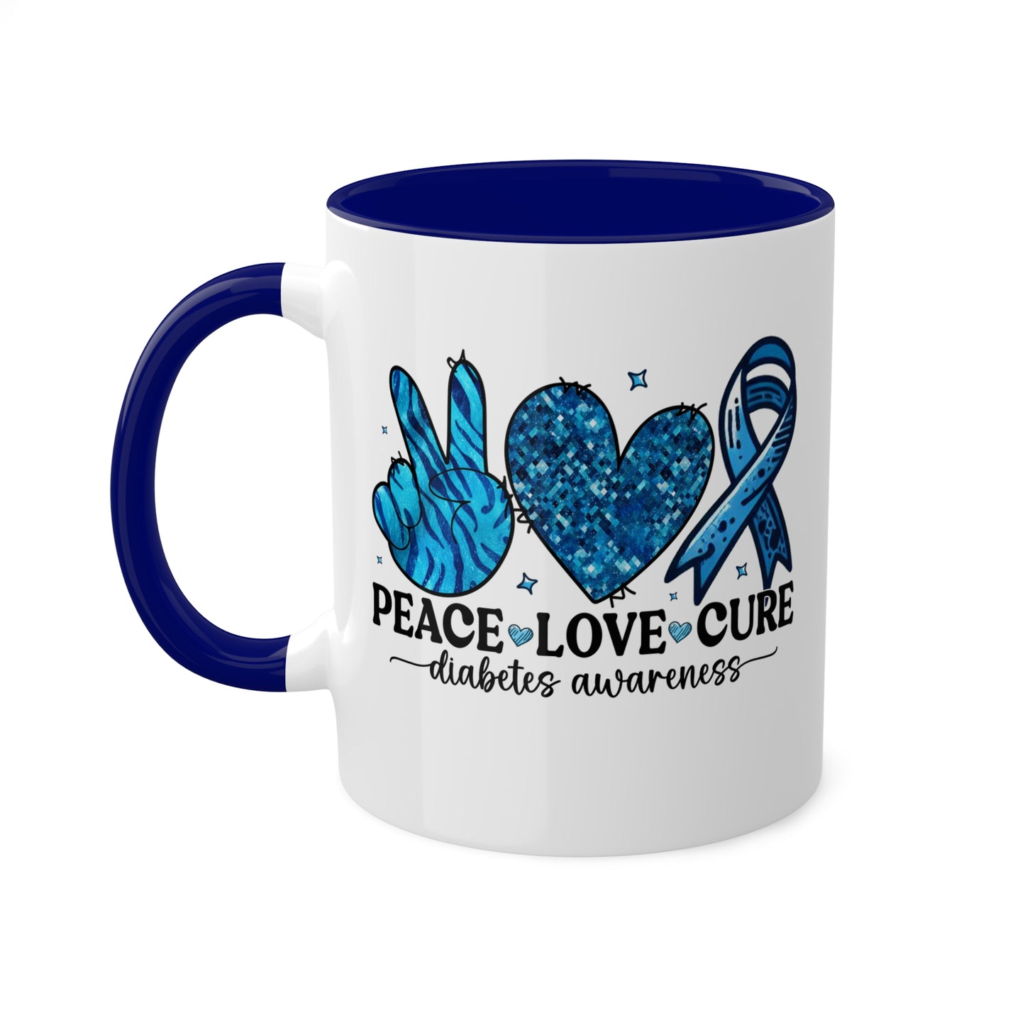 Peace Love Cure - Diabetes Awareness Coffee Mug, 11 oz