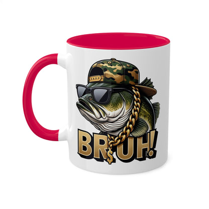 Bruh Fish con gafas de sol - Taza de regalo divertida y colorida de 11 oz