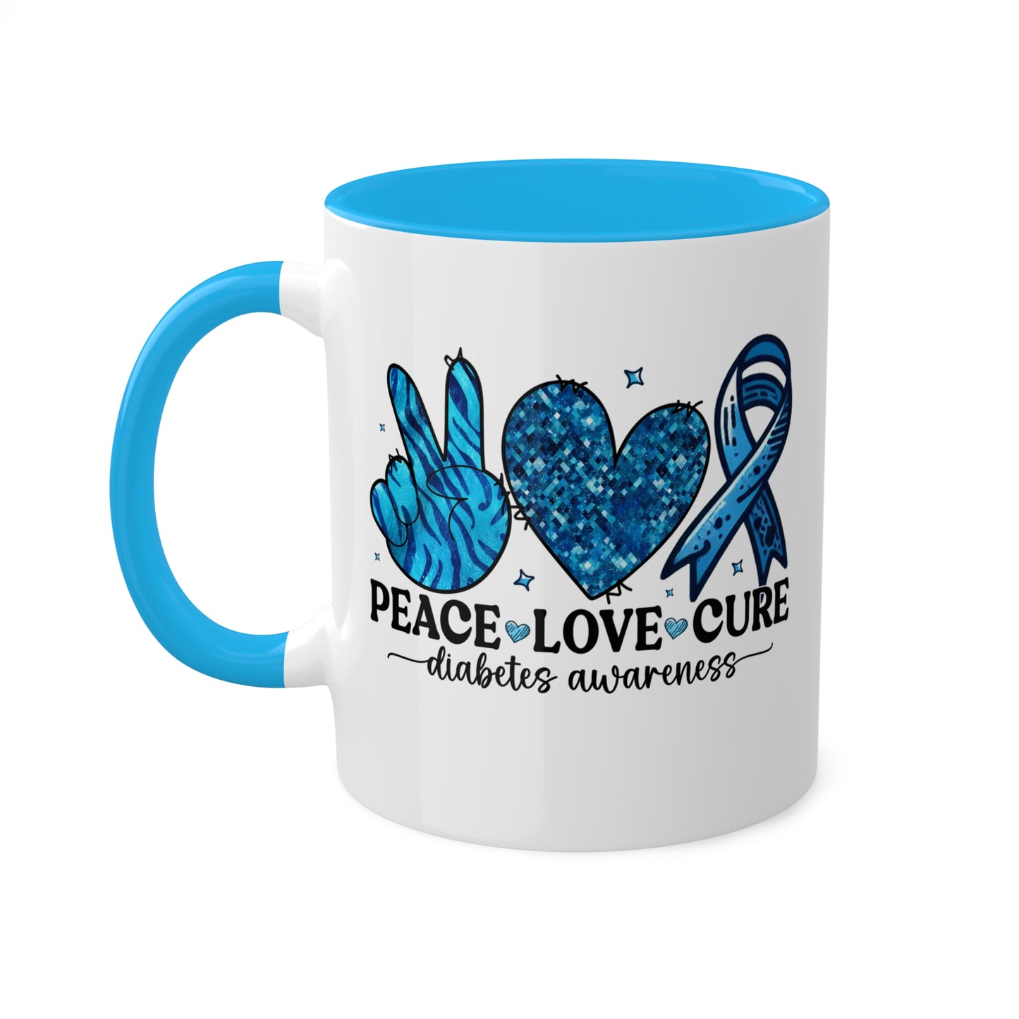 Peace Love Cure - Diabetes Awareness Coffee Mug, 11 oz