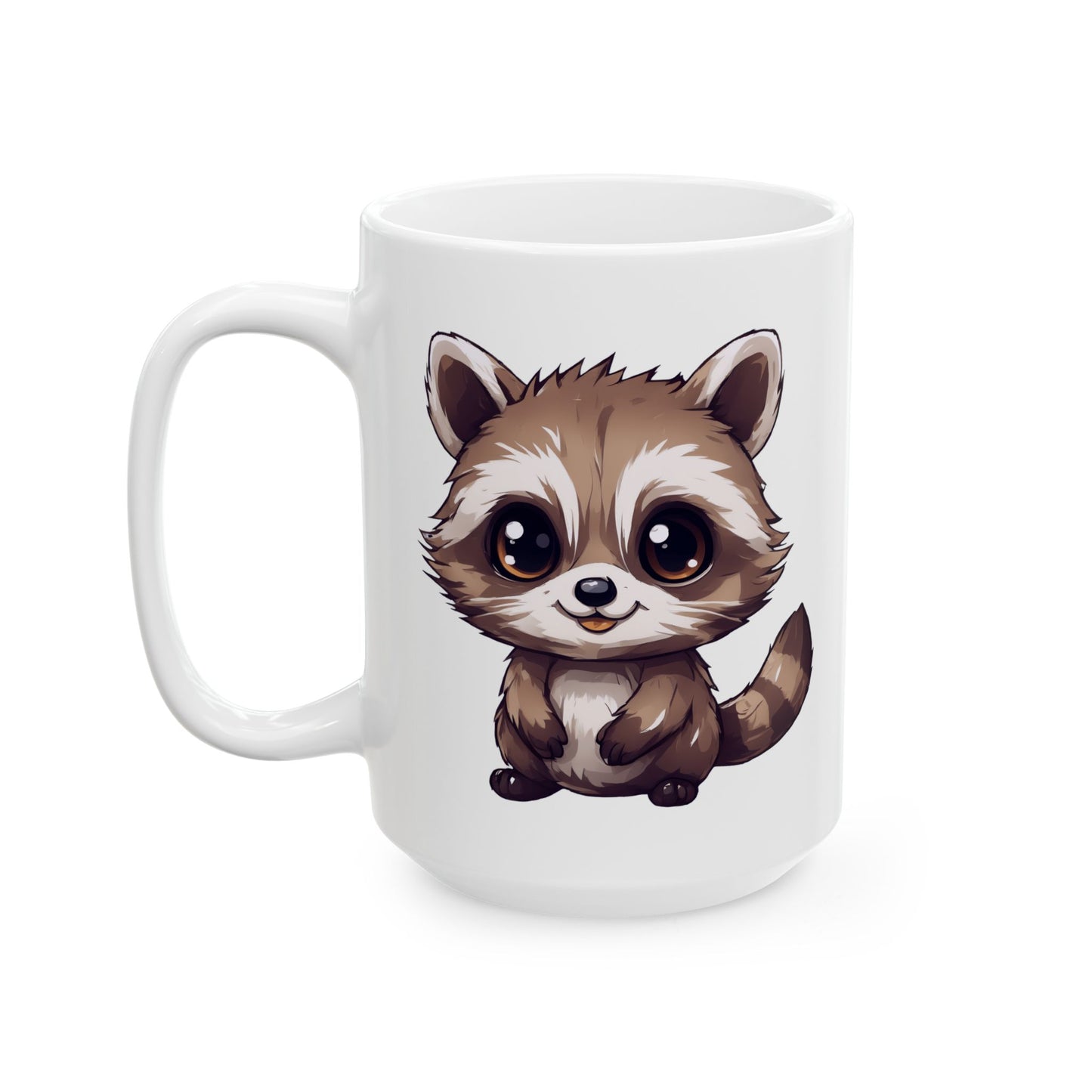 Kawaii Cartoon Raccoon - Coffee Mug (11oz, 15oz)