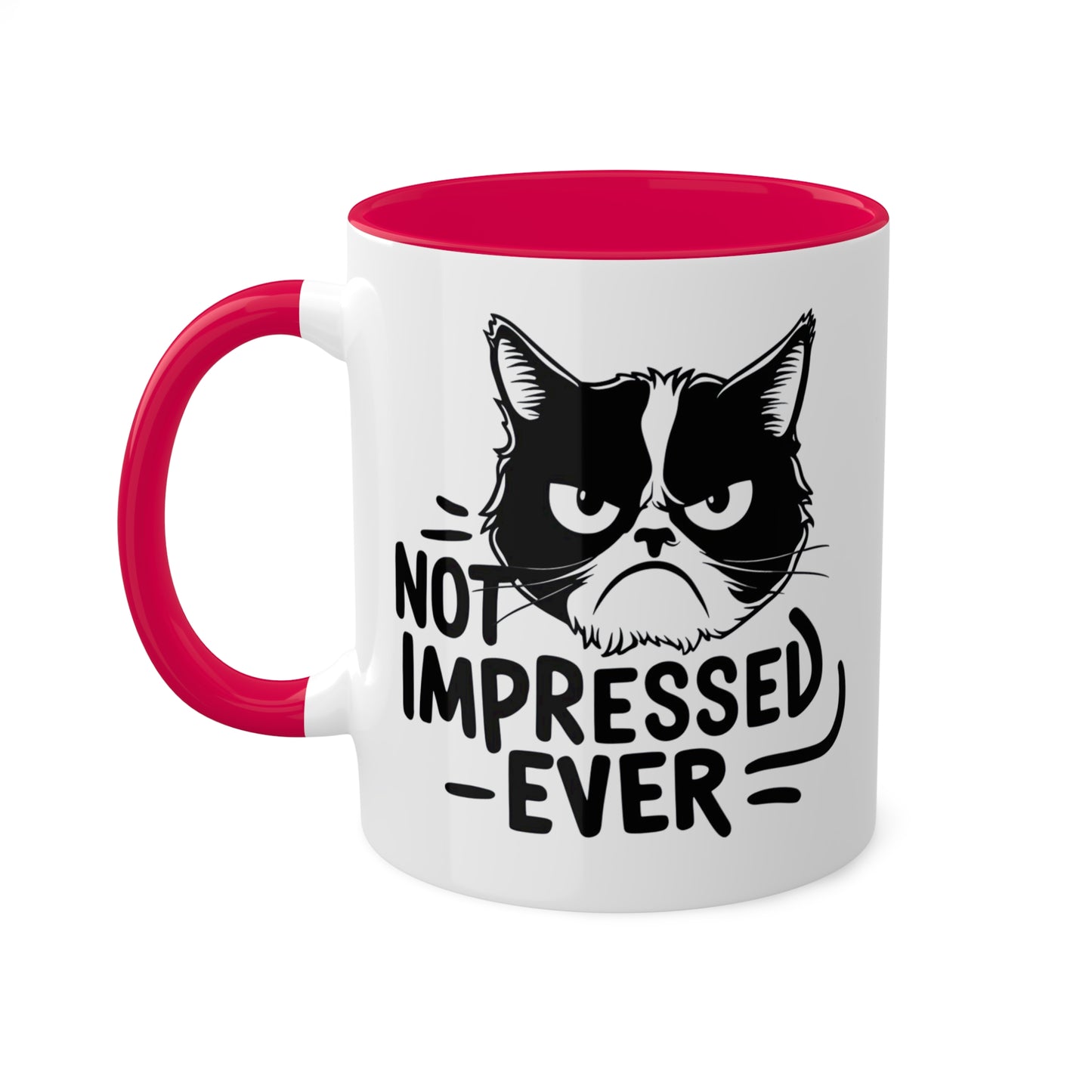 Nunca me impresionó - Divertido gato gruñón - Taza de café colorida de 11 oz