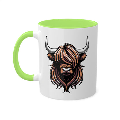 Vaca de las Tierras Altas: linda y sencilla: taza colorida de 11 oz