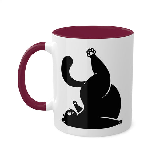 Peaceful Yoga Cat Stretching On Back - 11oz Colorful & Cute Mug