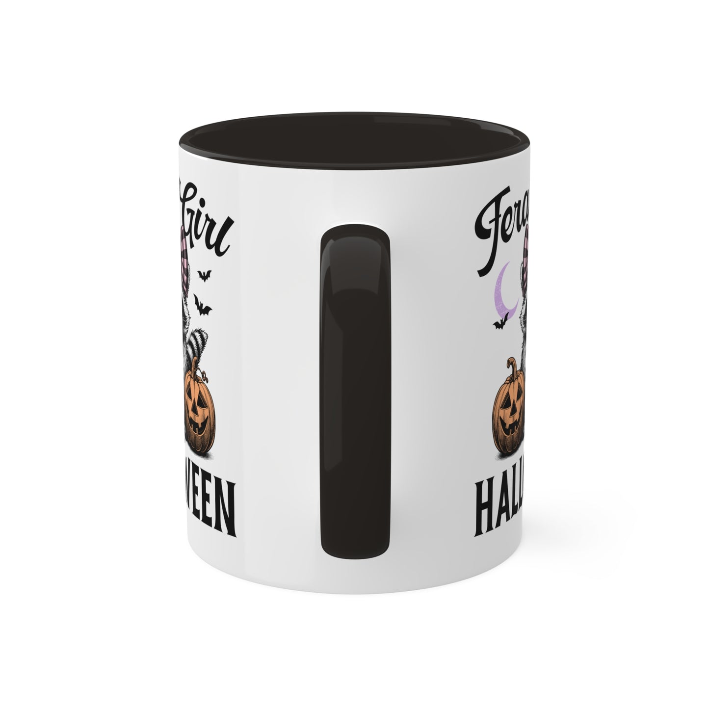 Feral Girl Halloween With Cute Raccoon - 11oz Colorful Halloween Mug