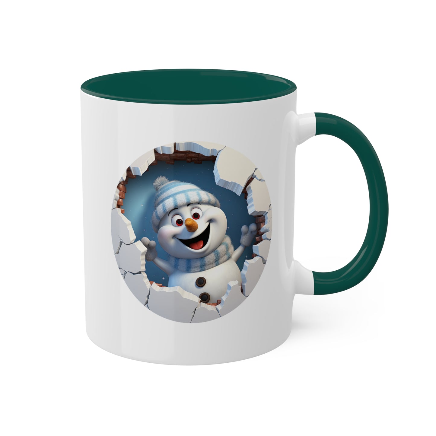 Taza de regalo navideña de 11 oz con diseño de muñeco de nieve feliz y lindo