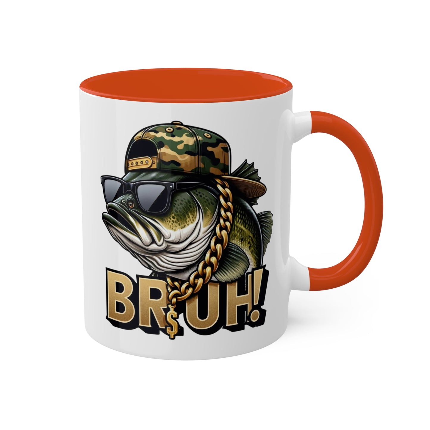 Bruh Fish con gafas de sol - Taza de regalo divertida y colorida de 11 oz