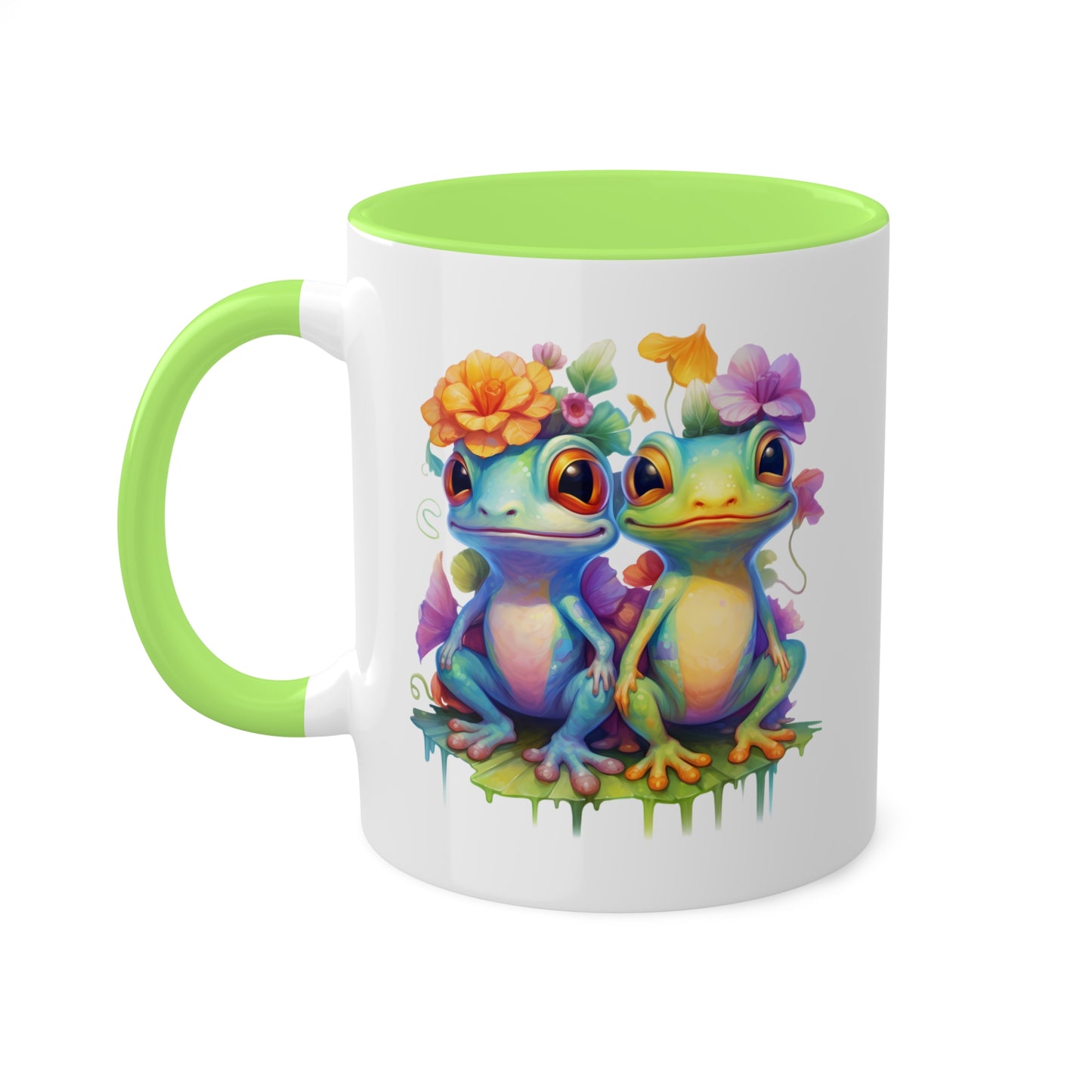 Two Adorable Little Frogs Sitting Peacefully - 11oz Colorful Coffee Mug