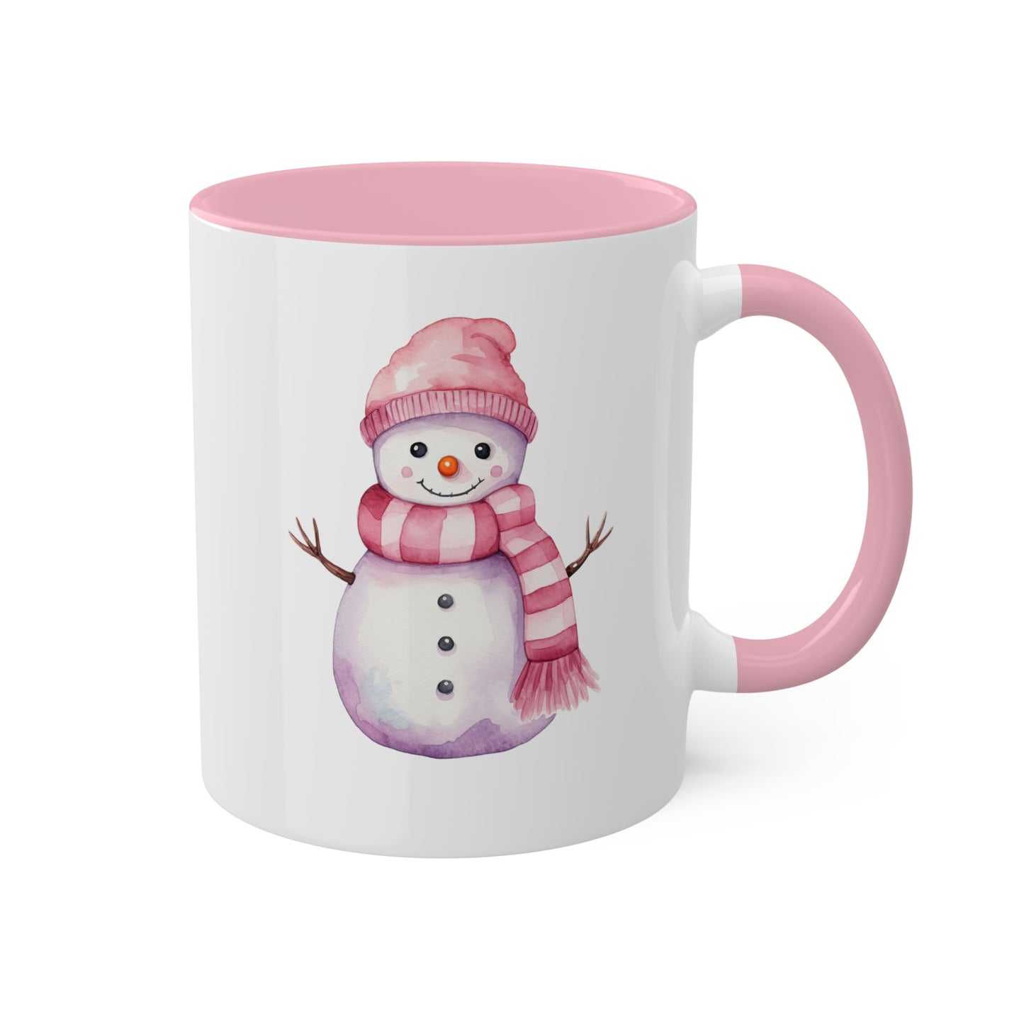 Adorable Pink Christmas Snowman - 11 oz Holiday Gift Mug