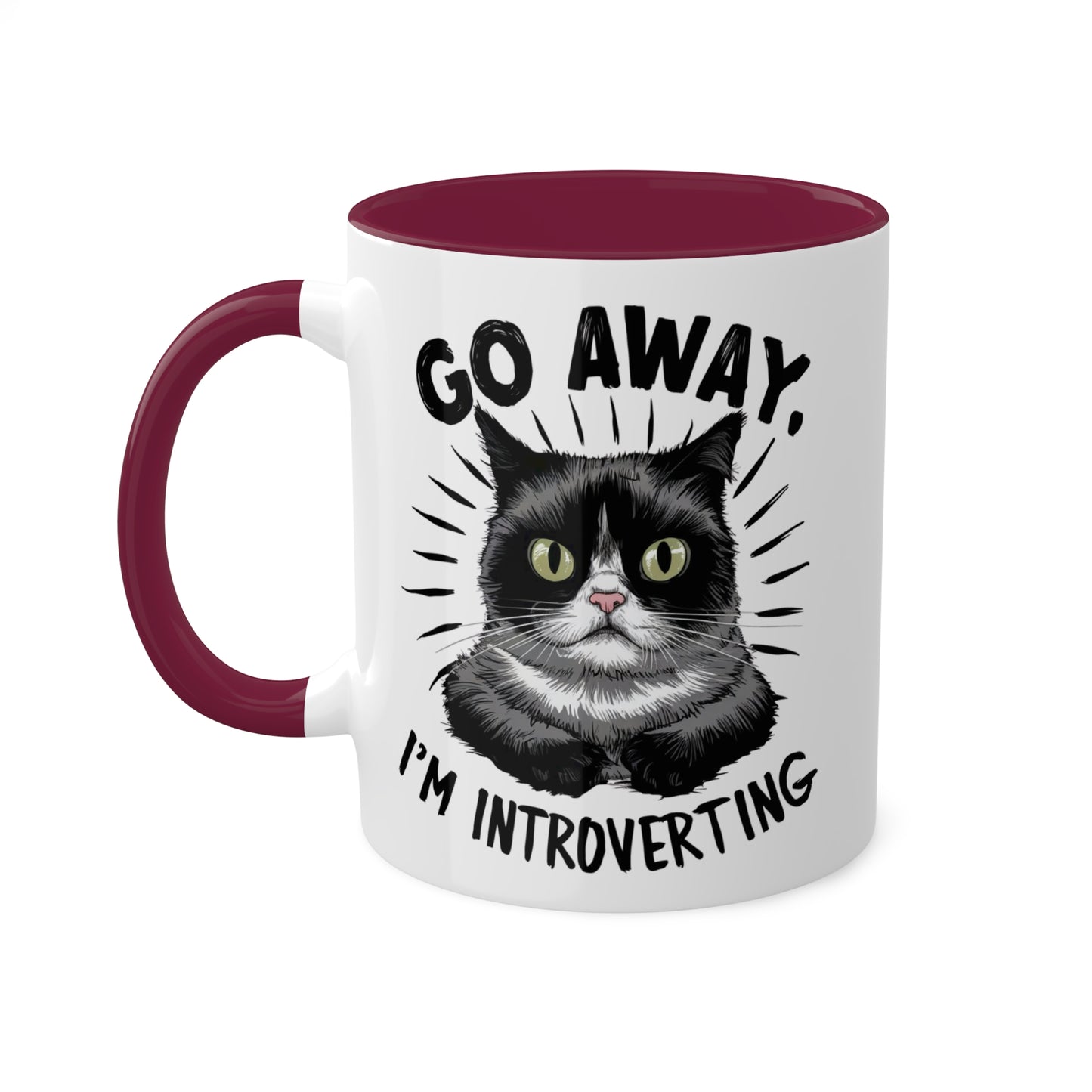 Go Away I'm Introverting - Funny Grumpy Cat - 11oz Colorful Mug