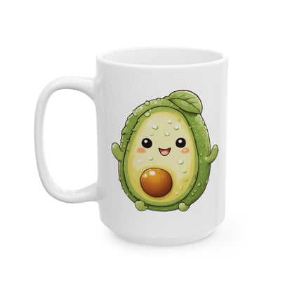 Kawaii Avocado with Smiley Face - Coffee Mug (11oz, 15oz)