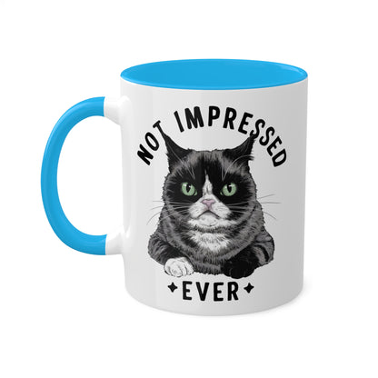 Nunca me impresionó - Lindo gato gruñón - Taza de café colorida de 11 oz