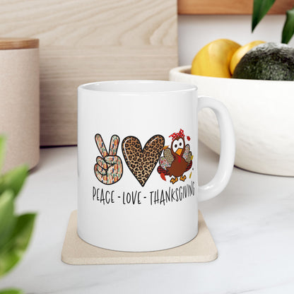 Peace Love Thanksgiving - Fall Coffee Mug (11oz, 15oz)