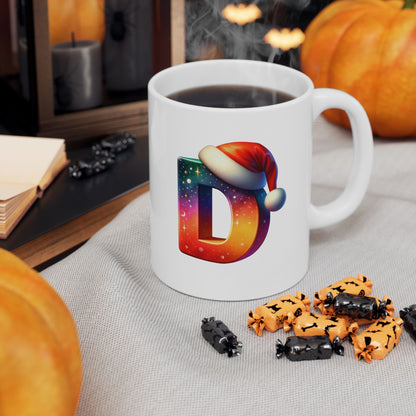 "D" Christmas Alphabet Letter - Holiday Gift Mug (11oz, 15oz)