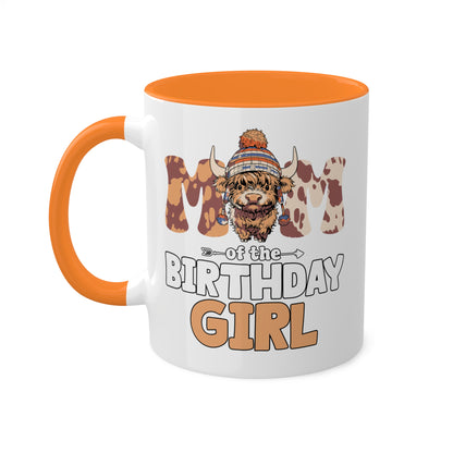 Mamá de la cumpleañera - Taza de café colorida de 11 oz