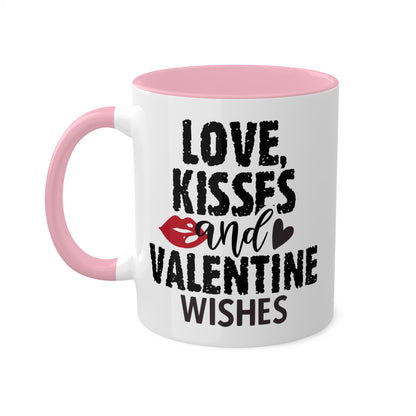 Amor, besos y deseos de San Valentín: taza de regalo colorida de 11 oz